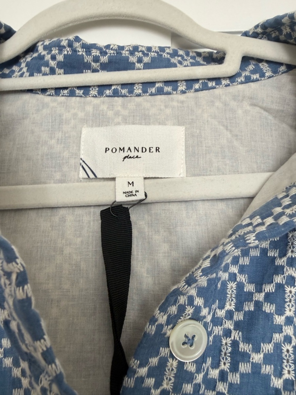 Pomander Place Blue and White Asymmetrical Shirt Dress - Picture 9 of 9
